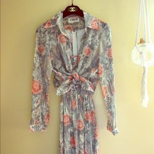 vintage floral 2 piece dress